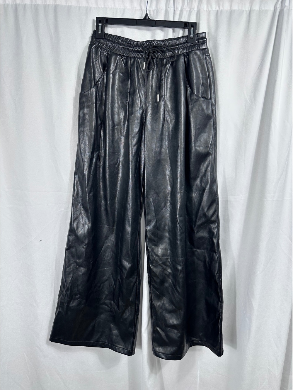Forever 21 Women's Wide Leg Faux Leather Pants Black Medium